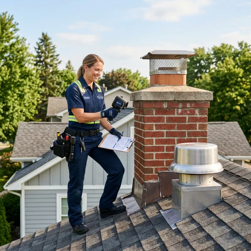 Technician inspecting a Gruyere roof cavity and ductwork for a dead bird